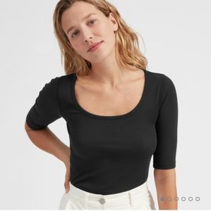 Everlane The Pima Microrib Scoopneck Tee Sz XXS